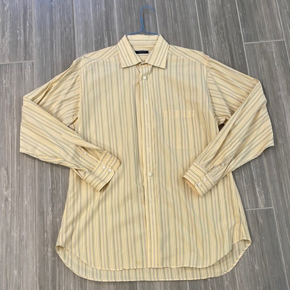 Burberry Yellow striped dress shirt, 16/35 - Picture 2 of 4